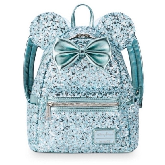 Disney Handbags - Loungefly X Disney  Arendelle Aqua Sequined Vegan Leather Backpack